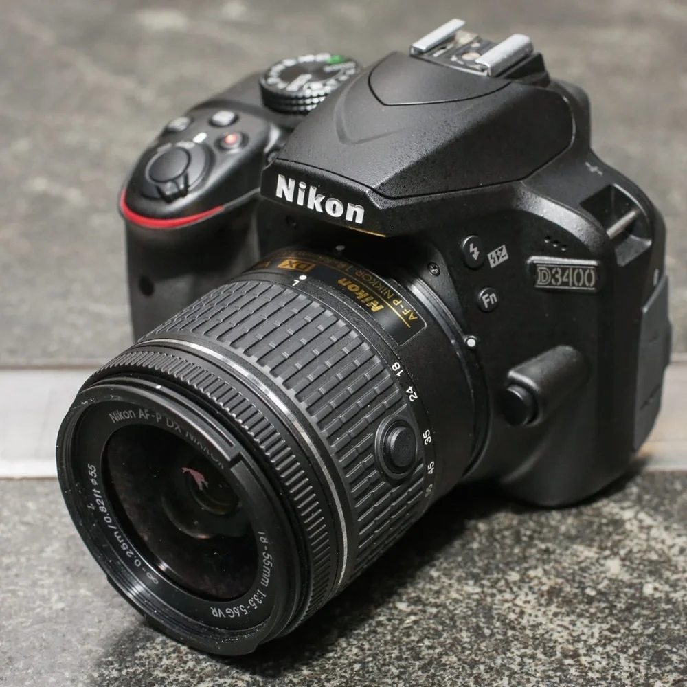 Nikon D3400 24.2MP DSLR Camera 18-55mm VR Lens Nikon 70-300mm Lens-16GB